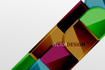 Glossy glass squares with round elements geometric composition. Abstract geometric background with 3d effect composition For Wallpaper, Banner, Background, Card, Book Illustration, landing page