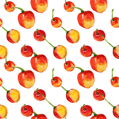 Cherry seamless  pattern.Image on a white and color background.