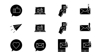 Message and Mail line icons on white background.vector illustration