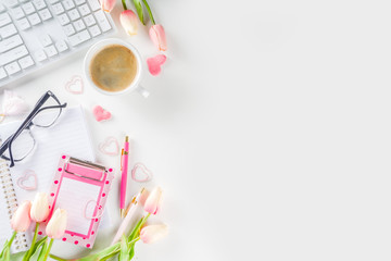 Spring woman office concept flatlay