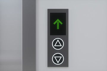 The elevator in the corridor, 3d rendering.