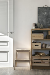 Simple home interior details at sunlight