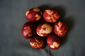 painted Easter eggs. handmade, old recipe red