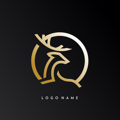 Obraz na płótnie Canvas gold, luxury, simple, deer logo. modern icon, template design