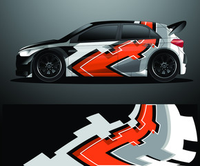Naklejka premium Rally car decal graphic wrap vector, abstract background