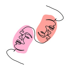 one line continuous drawing double face color 1