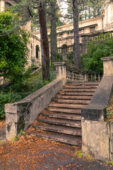 Fototapeta na wymiar Stone staircase to the Park on the territory of the old manor