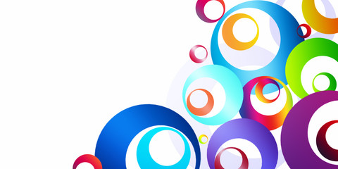 
Abstract colorful pattern on a light background. Transparent colorful elements and circles design card