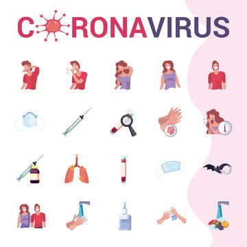 Isolated coronavirus icon set vector design