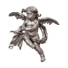 Silver angel isolated on white background