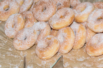 Stack of fresh and sweet powder sugar glazed