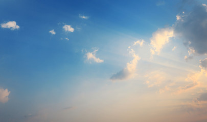 Abstract fluffy clouds on the blue sky background.