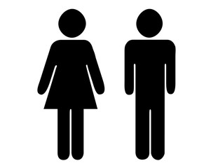 Silhouette of a woman and man on a white background.