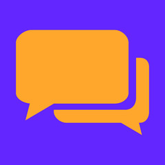 speech bubble icon vector on purple background