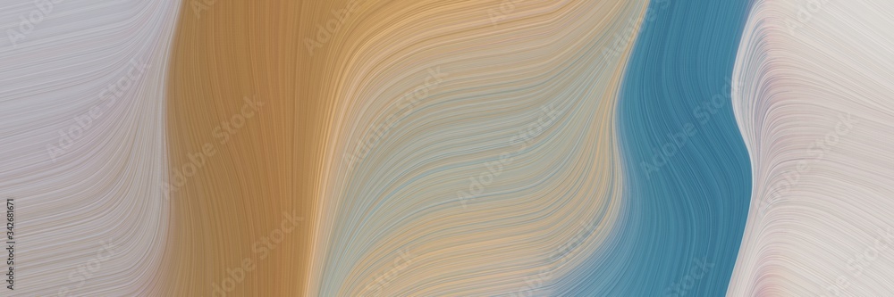 Poster abstract artistic header design with dark gray, blue chill and pastel brown colors. fluid curved lin