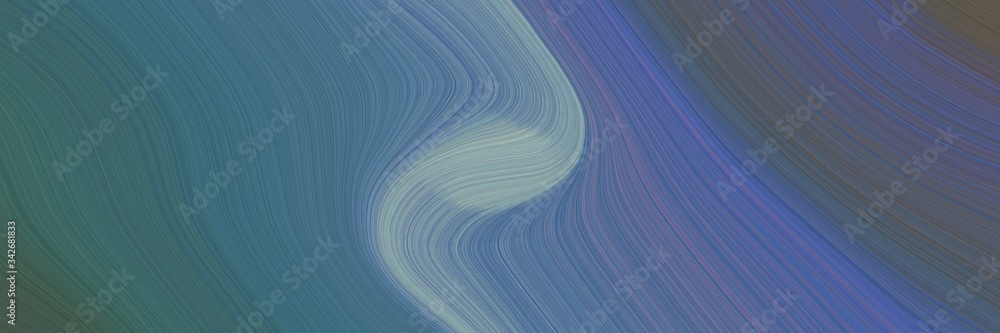 Aufkleber abstract surreal horizontal header with teal blue, dark gray and slate gray colors. fluid curved flo