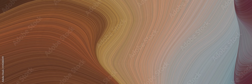 Poster abstract decorative header with brown, dark gray and rosy brown colors. fluid curved flowing waves a