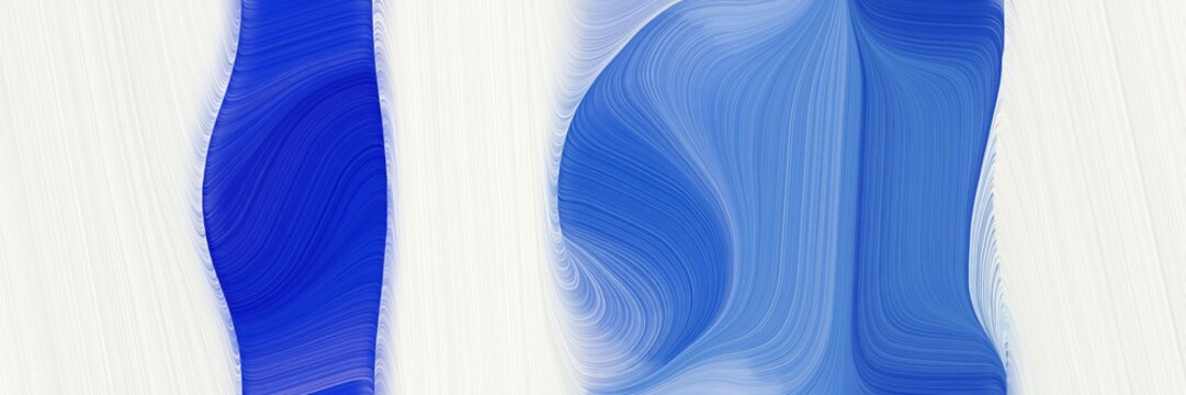 abstract flowing header with white smoke, royal blue and corn flower blue colors. fluid curved flowing waves and curves for poster or canvas © Eigens