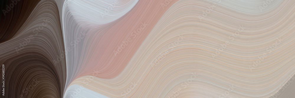 Poster abstract modern horizontal banner with ash gray, very dark pink and old mauve colors. fluid curved f