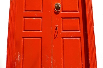 Greece, Cyclades islands, Mykonos, old house, door, door-knocker.