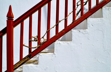 Greece, Cyclades islands, Mykonos, detail from a staircase.