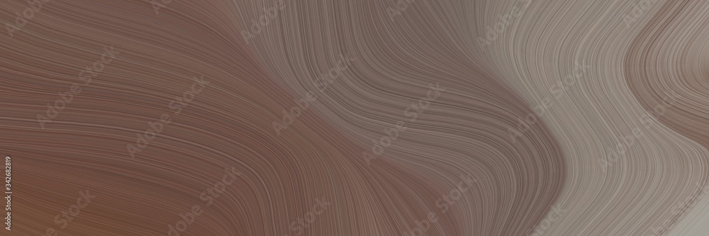 Poster abstract artistic header design with pastel brown, rosy brown and gray gray colors. fluid curved lines with dynamic flowing waves and curves for poster or canvas