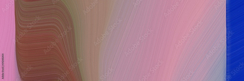 Poster abstract modern header with rosy brown, brown and strong blue colors. fluid curved flowing waves and