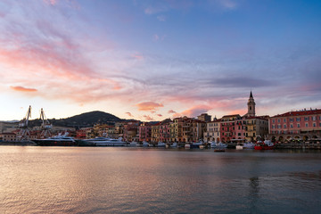 Obraz premium Imperia Oneglia in dusk, Italy