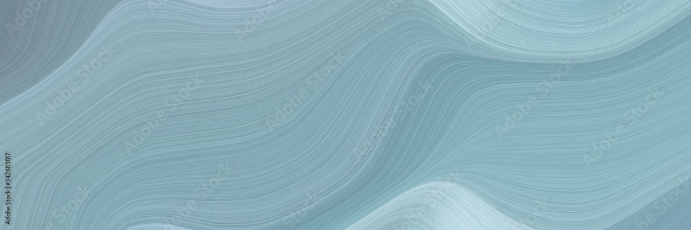 Poster abstract artistic horizontal banner with dark gray, light blue and cadet blue colors. fluid curved l