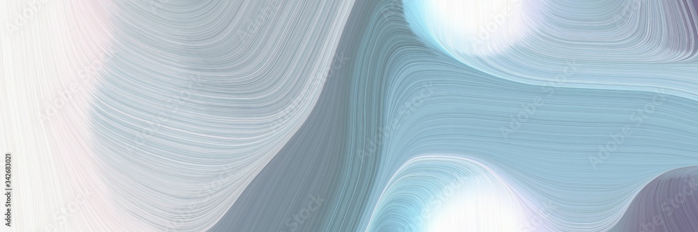 Poster abstract colorful designed horizontal header with pastel blue, white smoke and slate gray colors. fluid curved lines with dynamic flowing waves and curves for poster or canvas