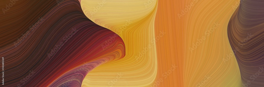 Poster abstract modern header with peru, very dark pink and old mauve colors. fluid curved flowing waves an