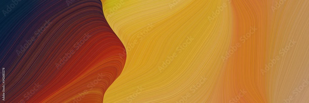 Poster abstract decorative designed horizontal banner with peru, very dark blue and saddle brown colors. fl