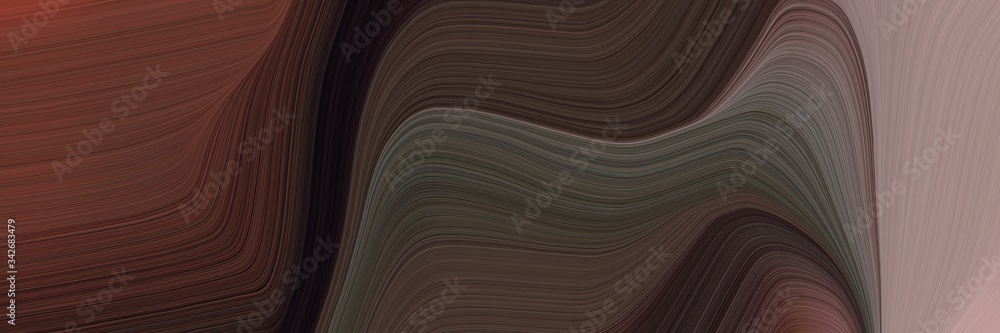 Poster abstract artistic horizontal banner with very dark violet, rosy brown and old mauve colors. fluid curved lines with dynamic flowing waves and curves for poster or canvas