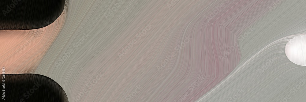 Poster abstract artistic horizontal banner with rosy brown, black and linen colors. fluid curved lines with dynamic flowing waves and curves for poster or canvas