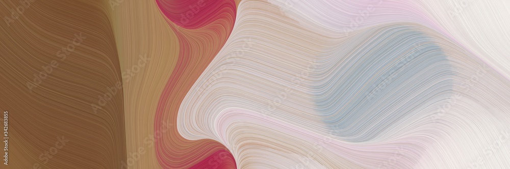 Poster abstract artistic header design with pastel gray, pastel brown and brown colors. fluid curved flowin