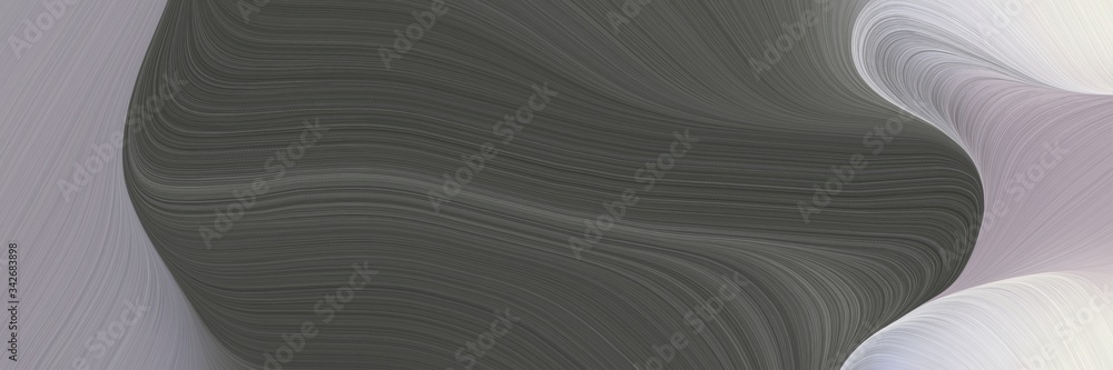 Poster abstract decorative designed horizontal header with dark slate gray, pastel gray and light slate gray colors. fluid curved flowing waves and curves for poster or canvas