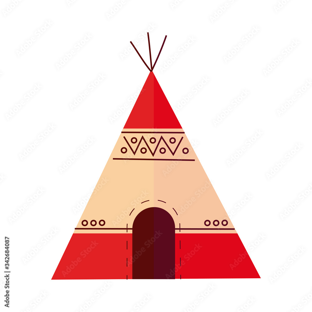 Sticker native American tent flat detailed style