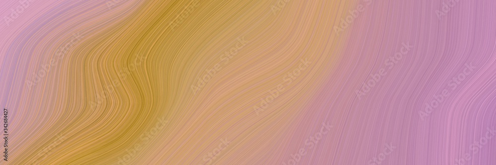 Poster abstract moving horizontal header with rosy brown, bronze and peru colors. fluid curved lines with dynamic flowing waves and curves for poster or canvas