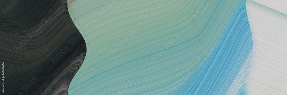 Poster abstract surreal header with dark sea green, cadet blue and very dark blue colors. fluid curved flow