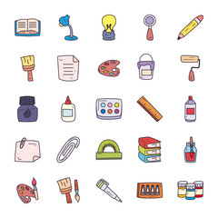 Creativity and design fill style icon set vector design