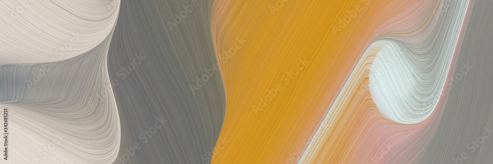 Poster abstract moving header design with gray gray, golden rod and light gray colors. fluid curved flowing waves and curves for poster or canvas