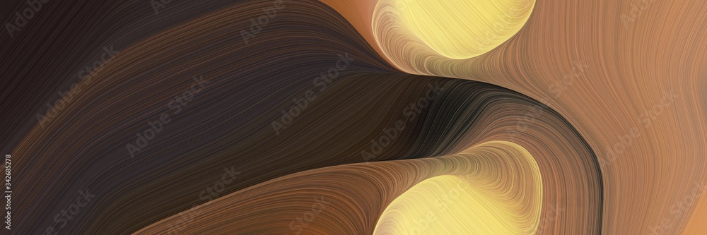 Poster abstract moving designed horizontal banner with dark khaki, very dark blue and pastel brown colors. 
