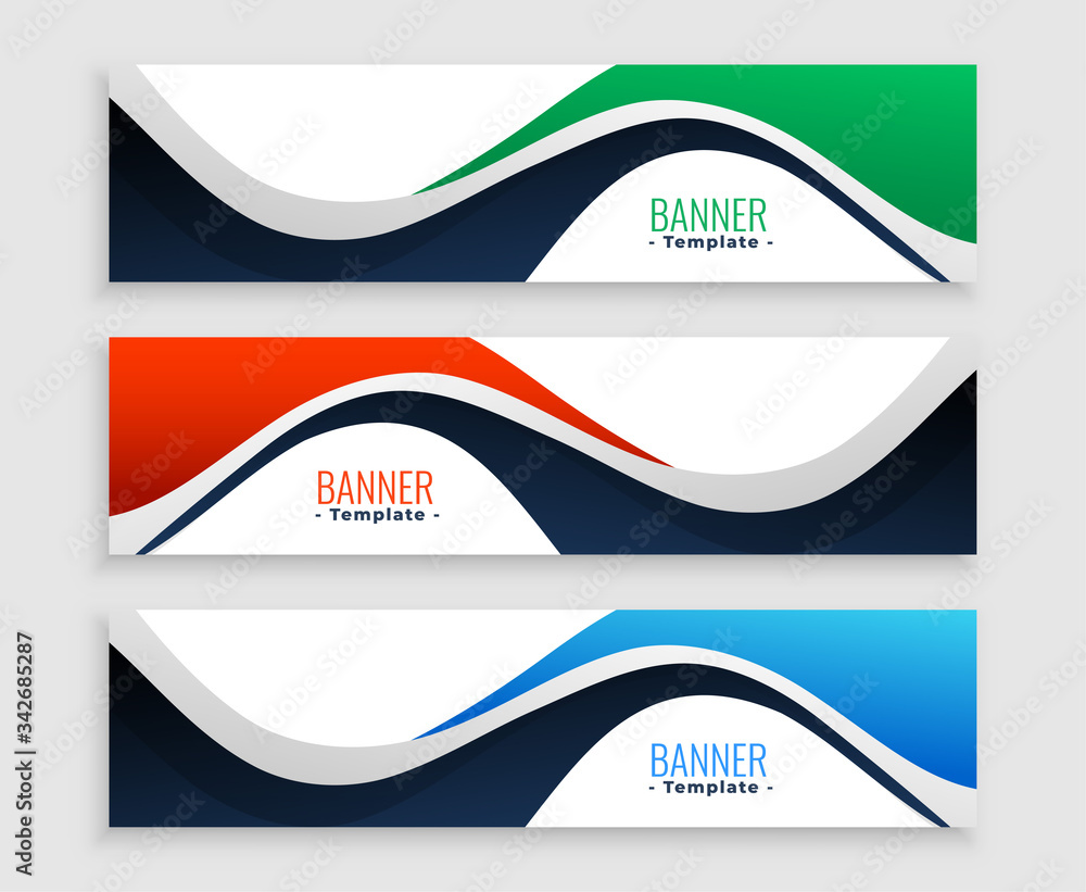 Poster abstract web banners set in wavy shape styles