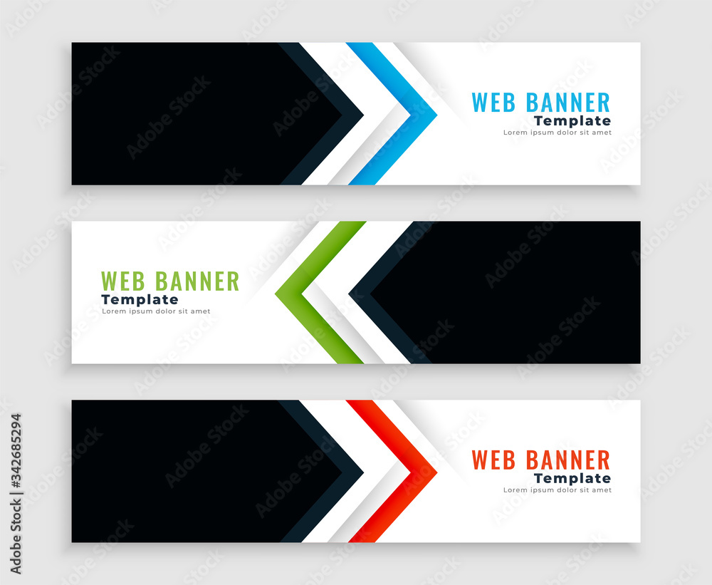 Wall mural modern web banners or headers in arrow shape style
