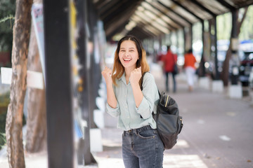 Fototapeta premium Happy young Asian University student.