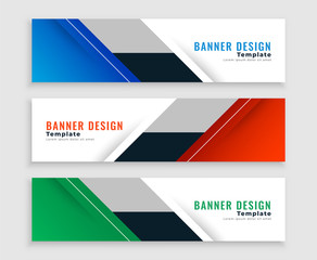 Fototapeta premium geometric web banners in three colors set