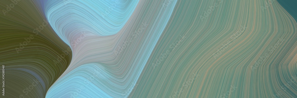 Poster abstract moving header with gray gray, dark olive green and sky blue colors. fluid curved lines with