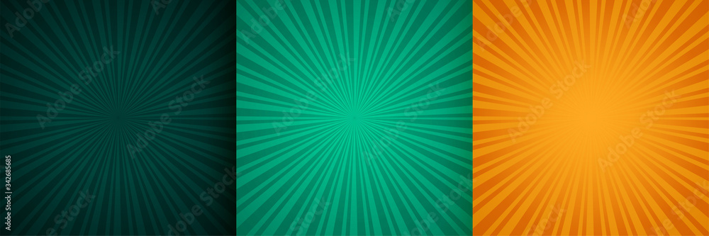 Poster sun burst zoom rays background set of three