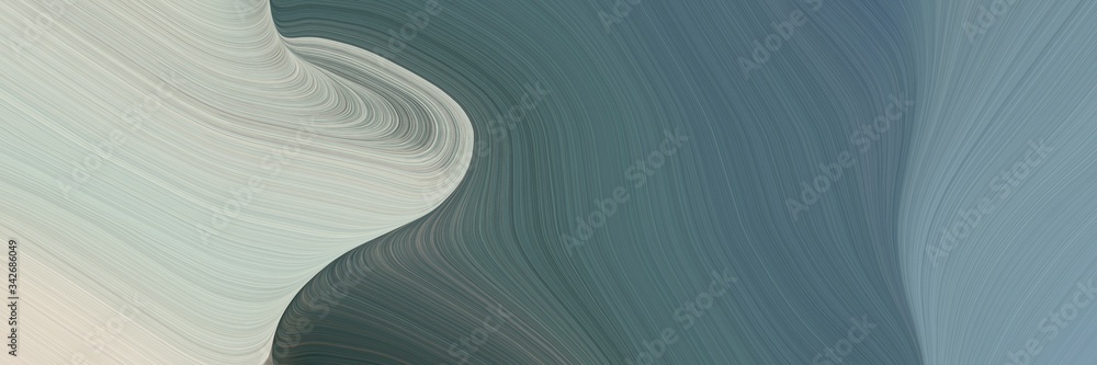 Aufkleber abstract colorful designed horizontal banner with dim gray, pastel gray and dark gray colors. fluid curved lines with dynamic flowing waves and curves for poster or canvas