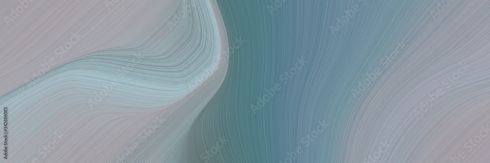 Poster abstract modern horizontal banner with dark gray, blue chill and light slate gray colors. fluid curved lines with dynamic flowing waves and curves for poster or canvas